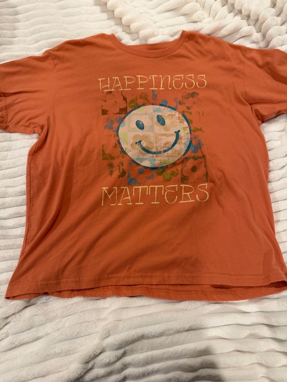 Kids Orange "Happiness Matters" Graphic Tee